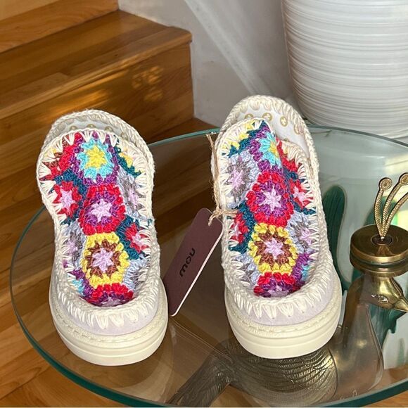 MOU Crochet Crush Ankle Boots - Chalk Multi - Picture 4 of 8